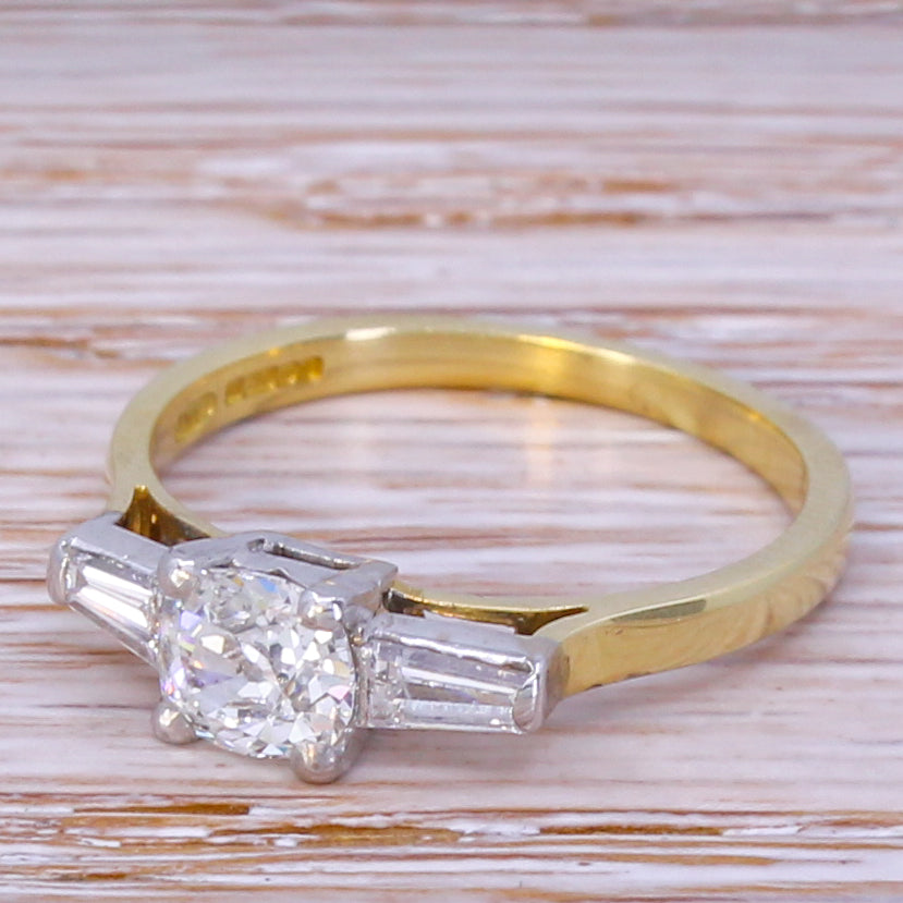 Late 20th Century 0.59 Carat Old Cut Diamond Engagement Ring, dated 1998