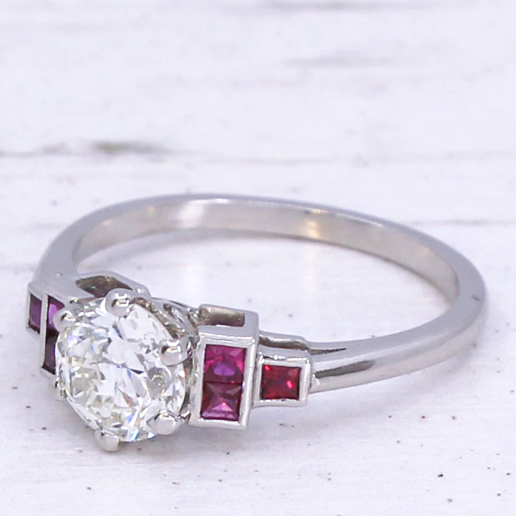diamond engagement ring with rubies