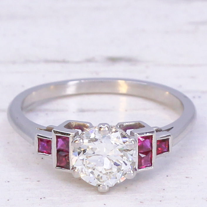 diamond engagement ring with rubies