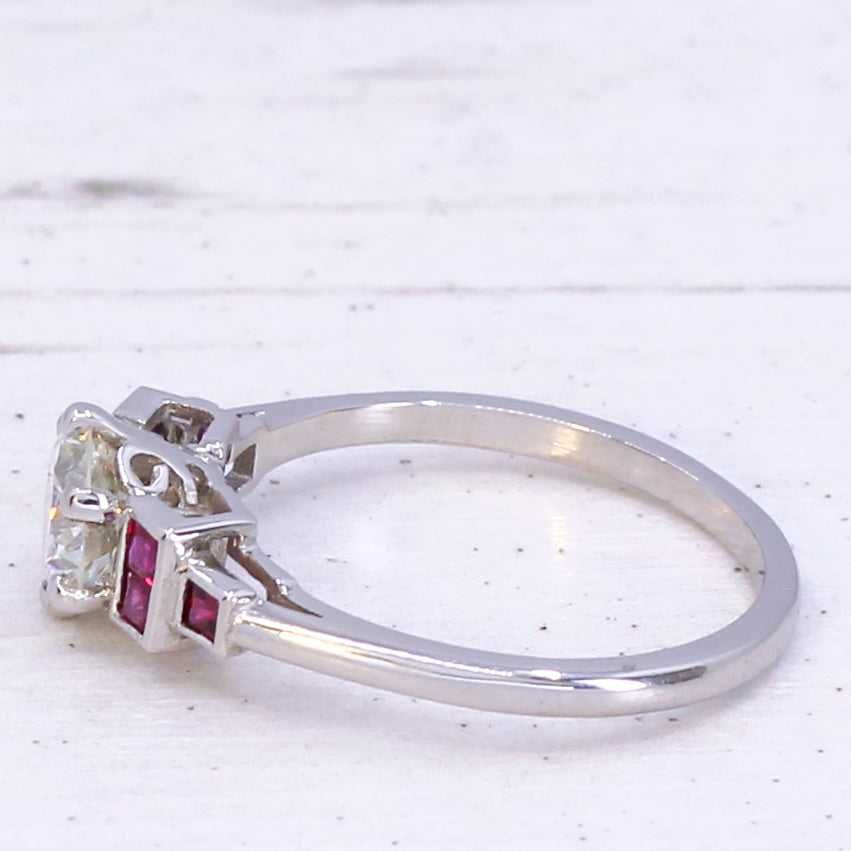 diamond engagement ring with rubies