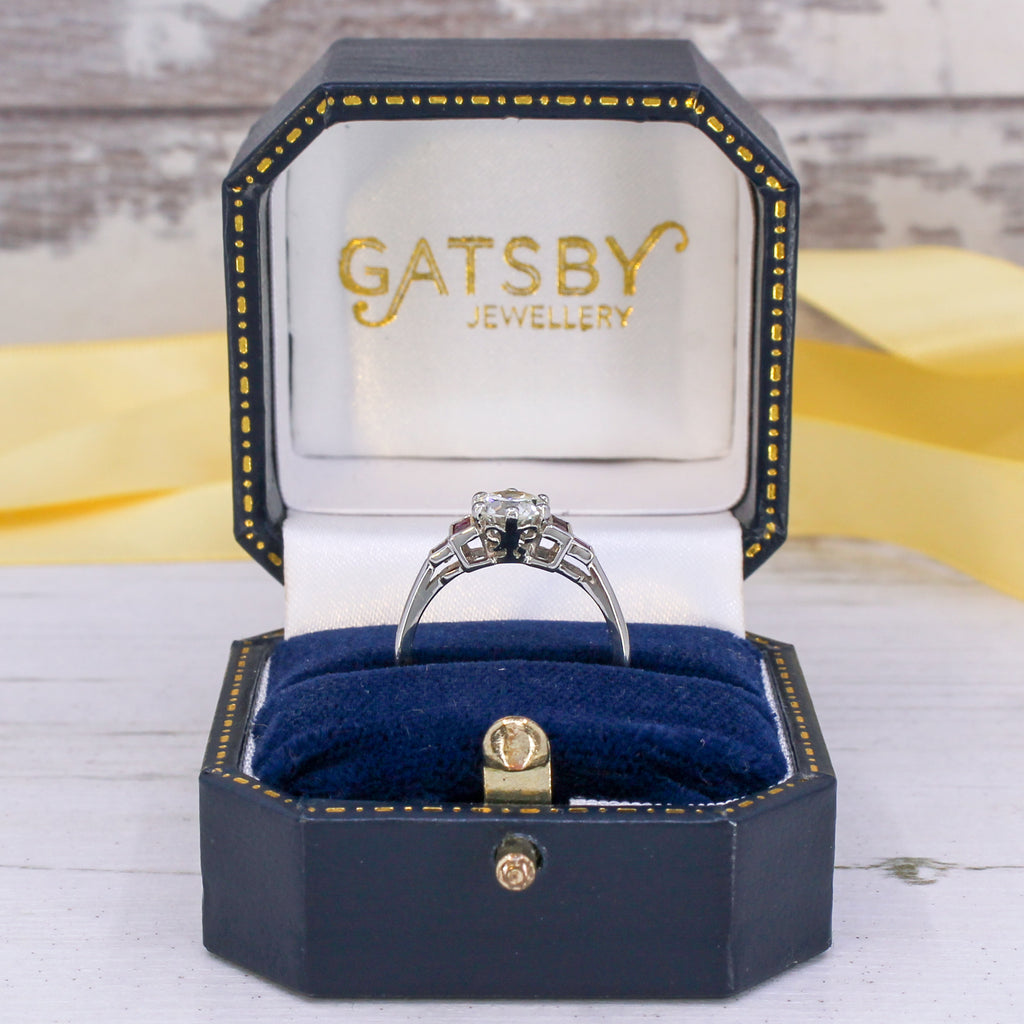 diamond engagement ring with rubies