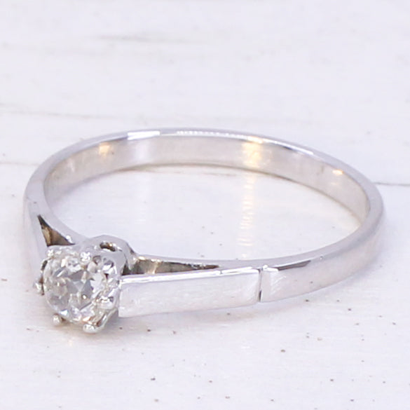 Mid Century 0.25 Carat Old Cut Diamond Engagement Ring, circa 1950