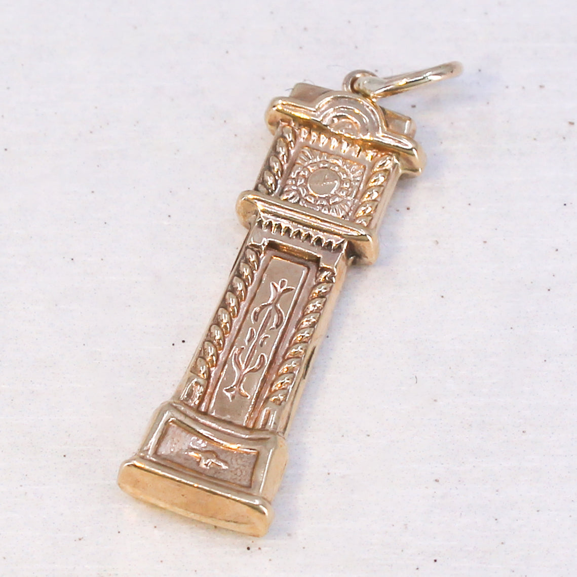 Vintage 9k Gold Grandfather Clock Charm / Pendant. dated 1970