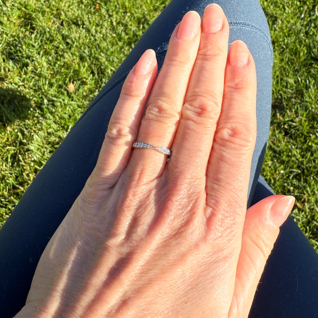 TIFFANY & CO Harmony Band Ring, Platinum, size H 1/2