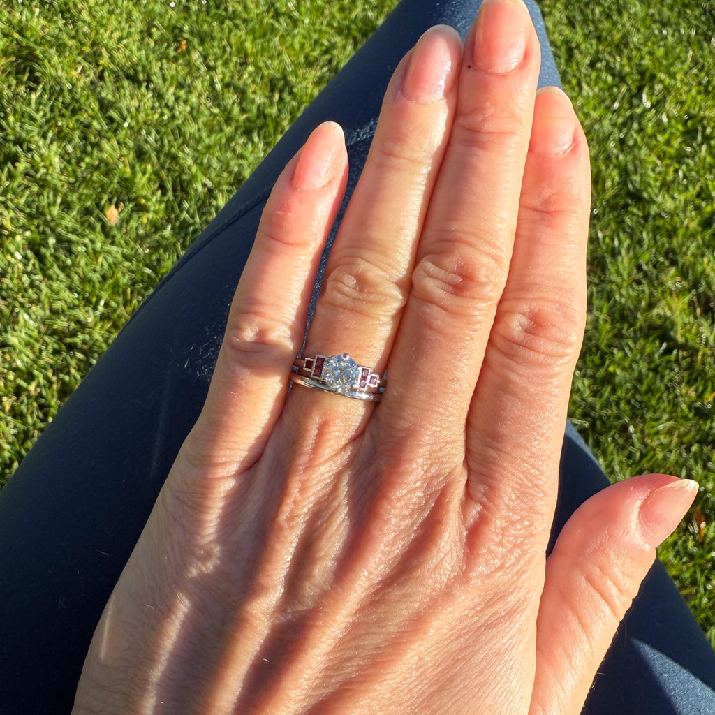 diamond engagement ring with rubies