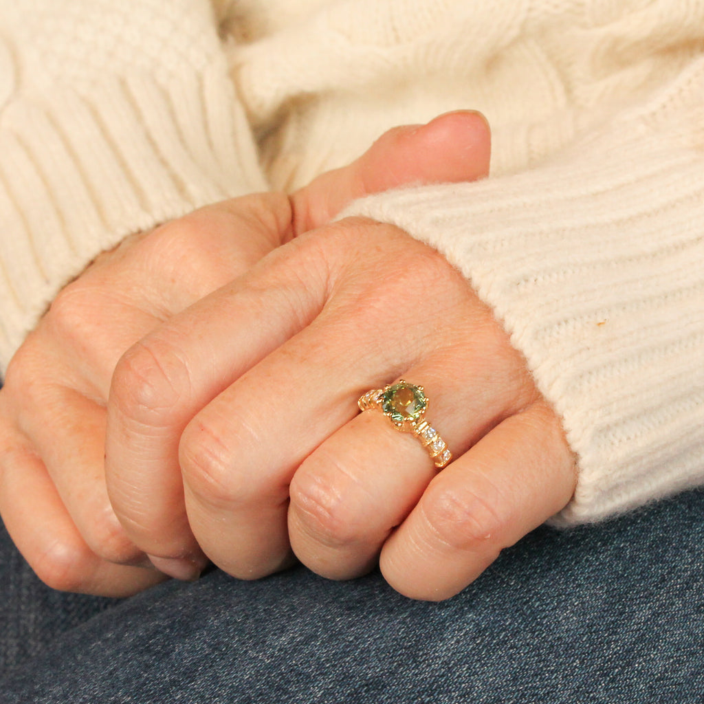 unheated green sapphire ring 