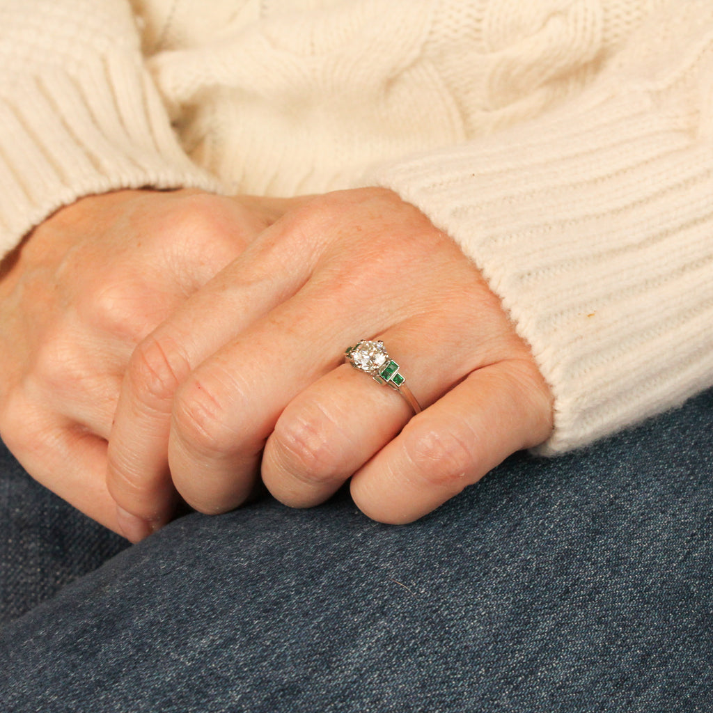 diamond and emerald engagement ring 