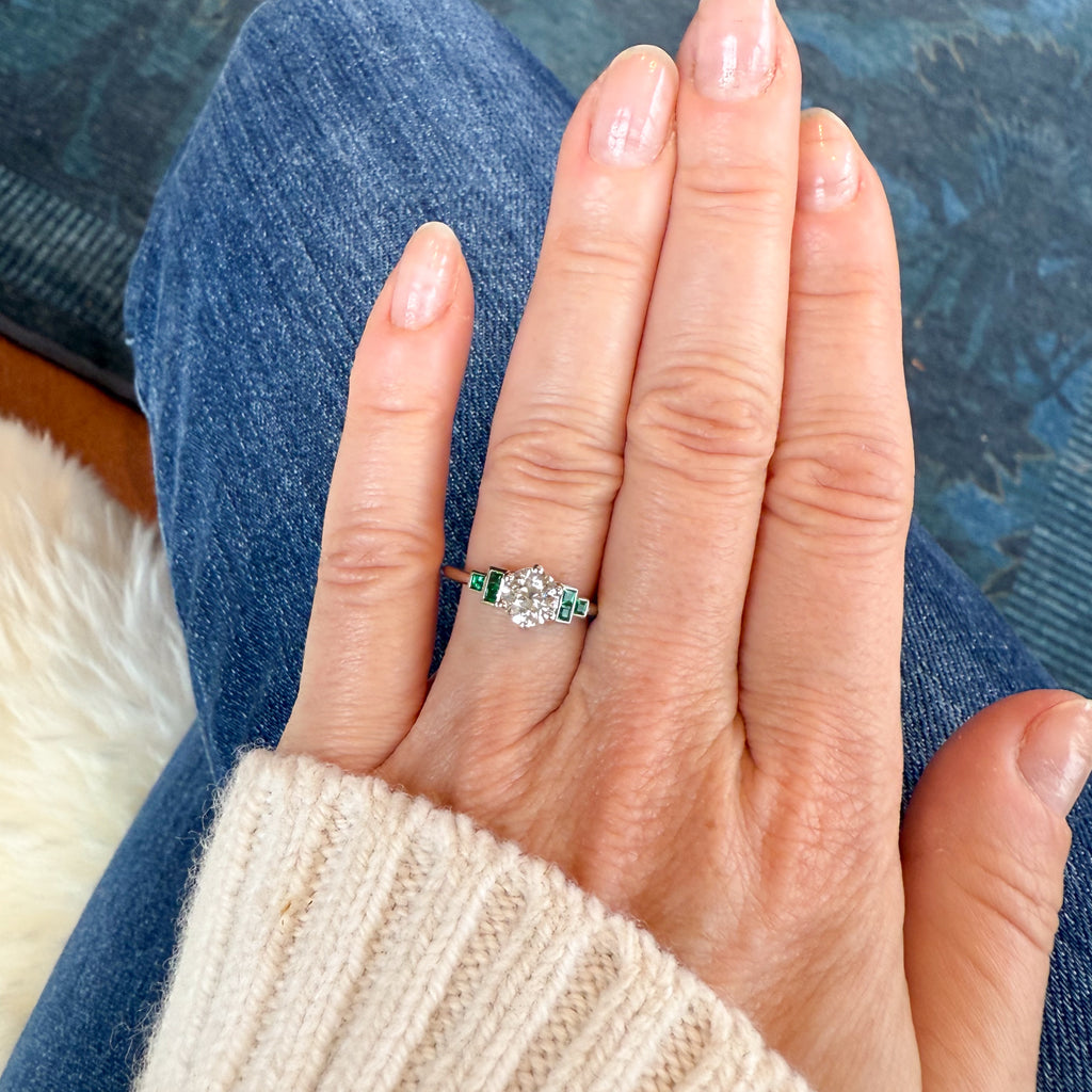 diamond and emerald engagement ring 