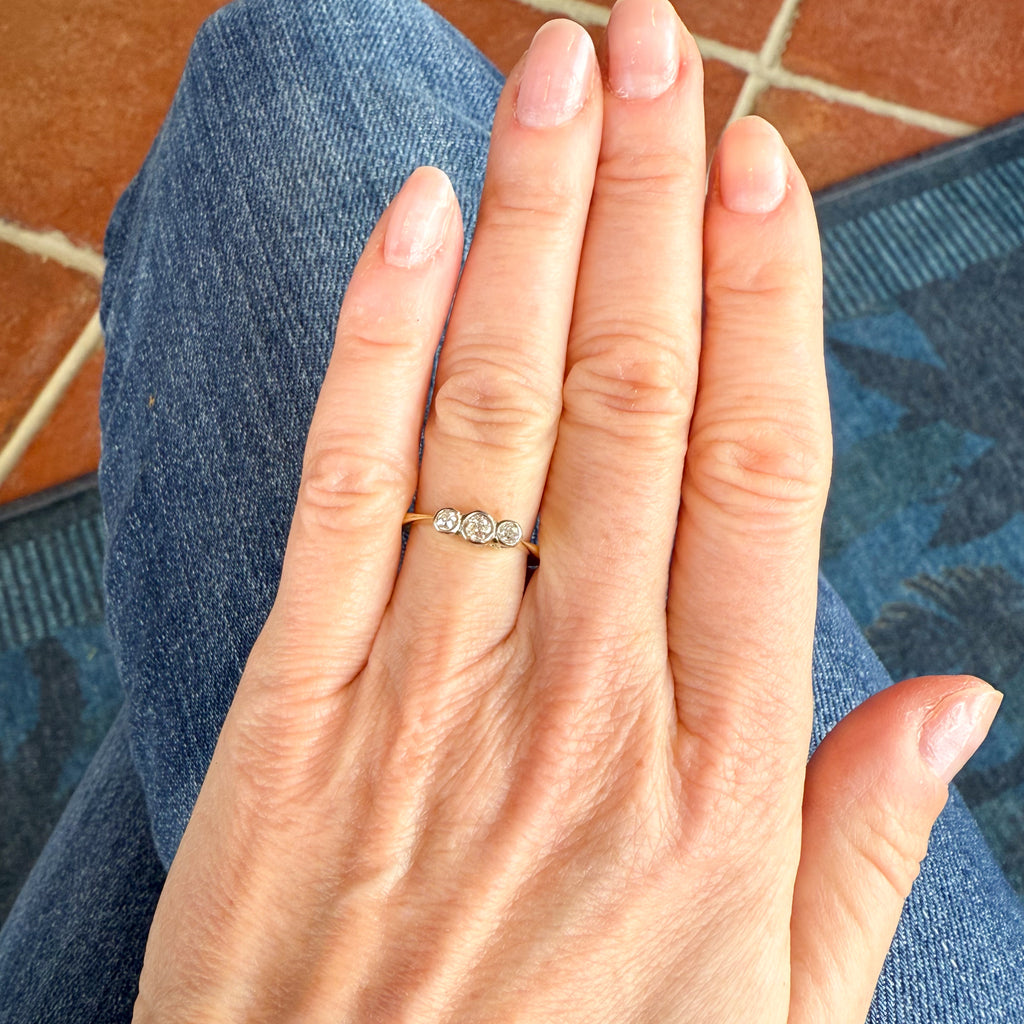 vintage diamond three stone ring