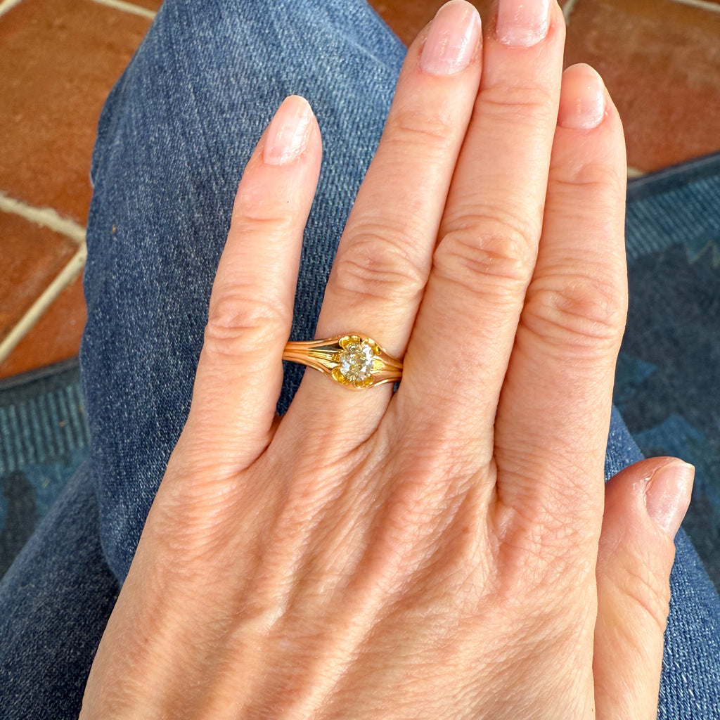 Antique yellow diamond ring