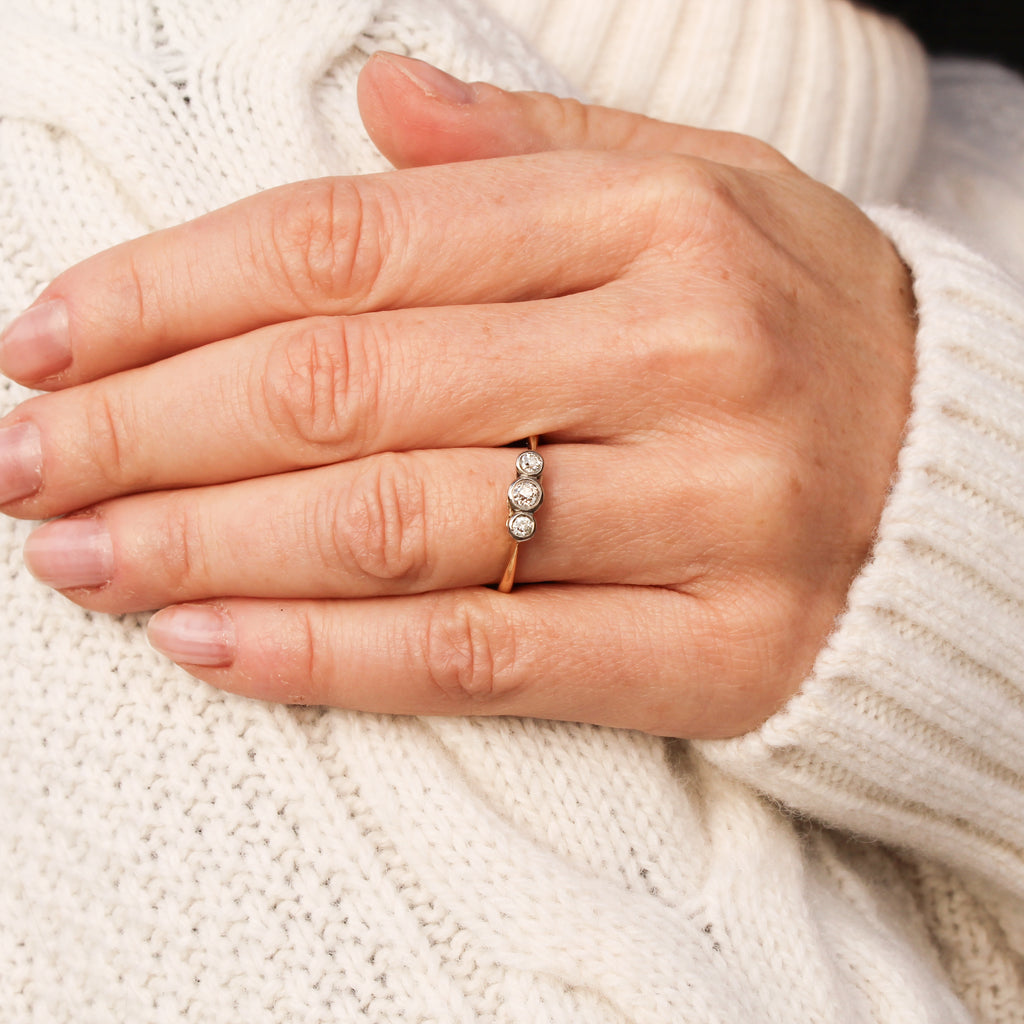 vintage diamond three stone ring