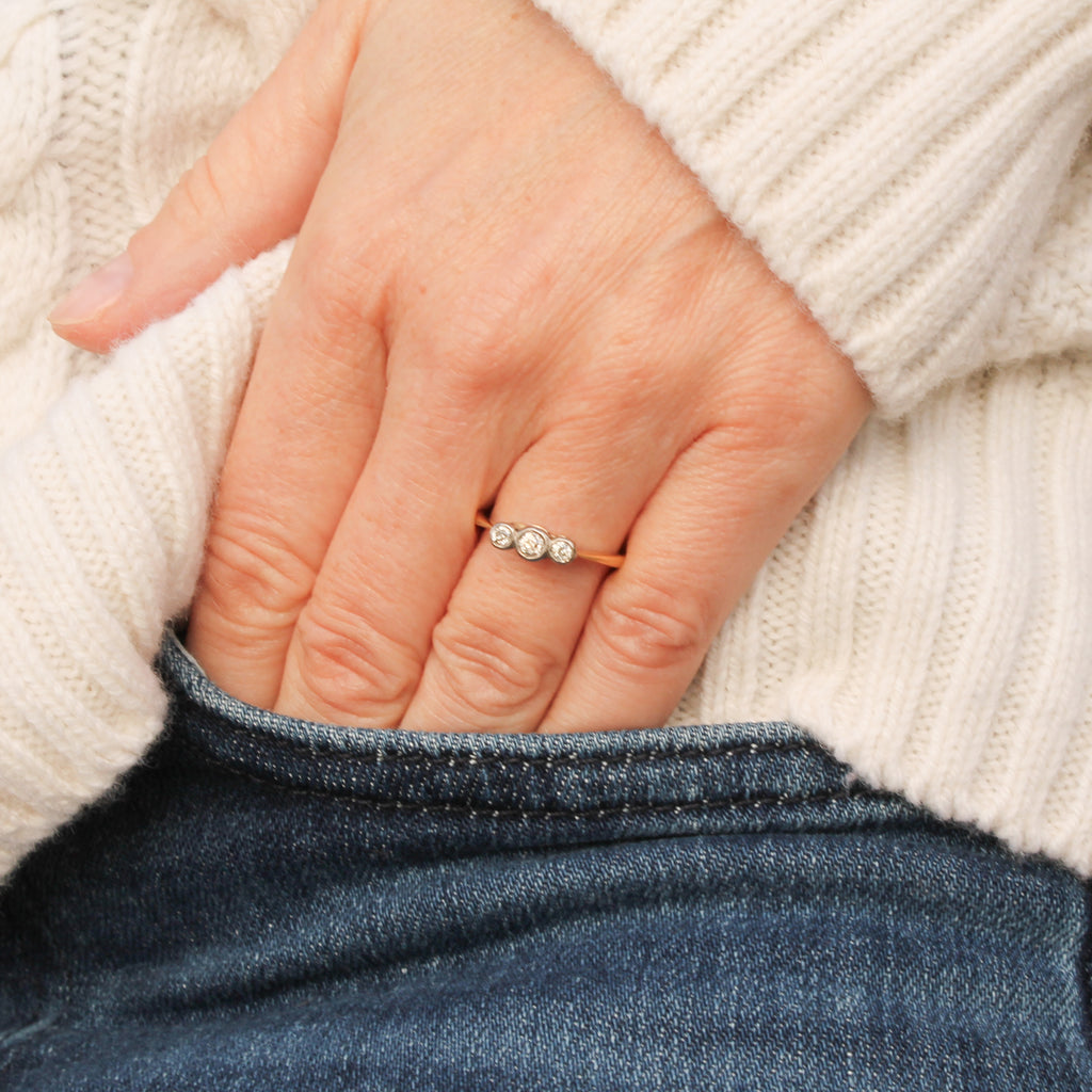 vintage diamond three stone ring