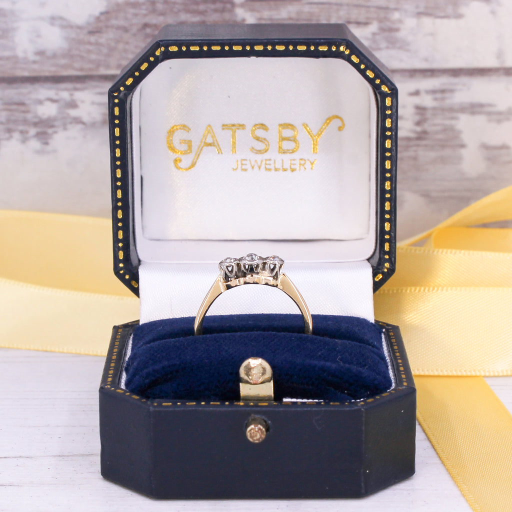 vintage diamond three stone ring