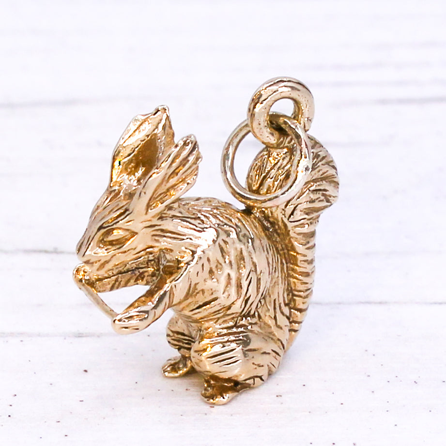 Vintage 9k Gold Squirrel Charm / Pendant, dated 1972