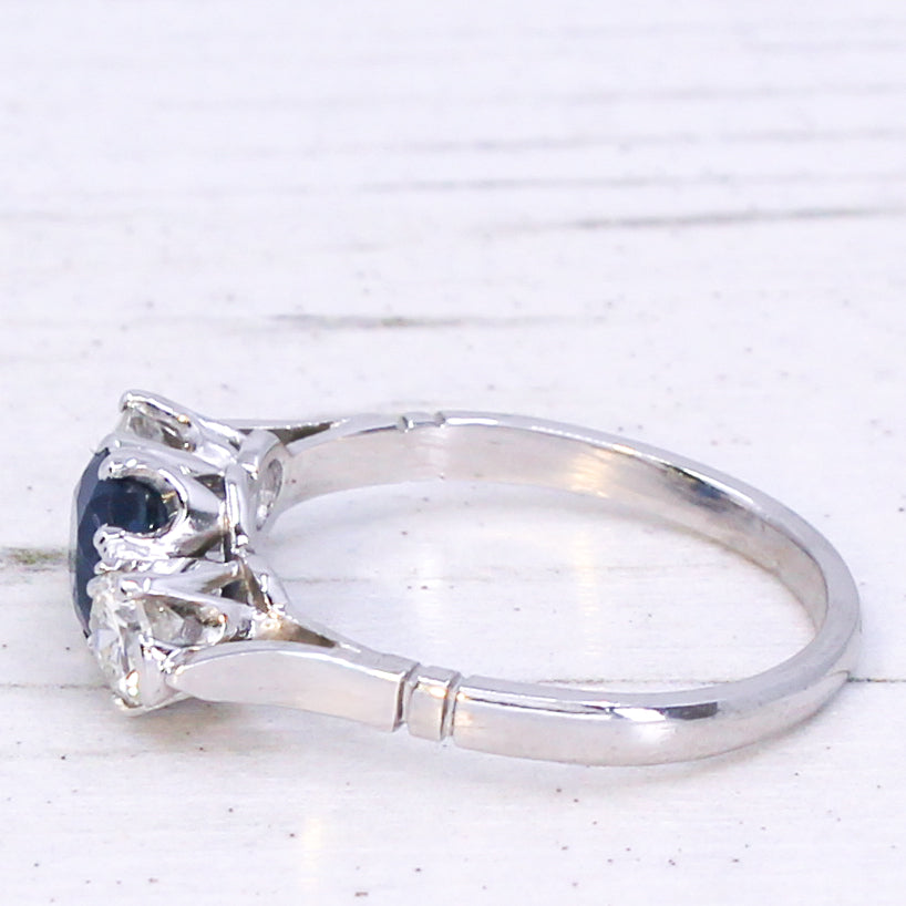 vintage sapphire and diamond three stone