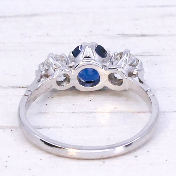 vintage sapphire and diamond three stone