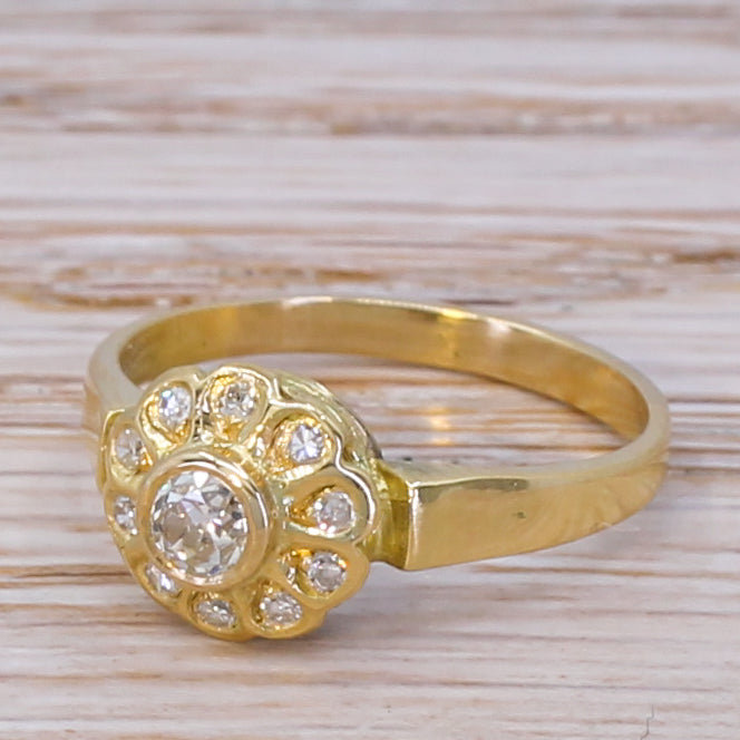 Edwardian 0.31 Carat Old Cut Diamond Cluster Ring, circa 1910