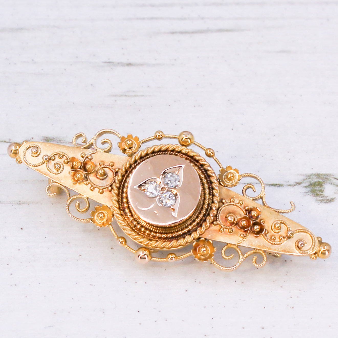 Victorian 0.15 Carat Old Cut Diamond Brooch, dated 1900