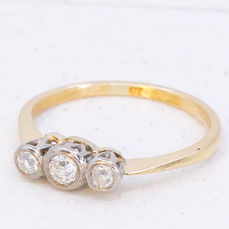vintage diamond three stone ring