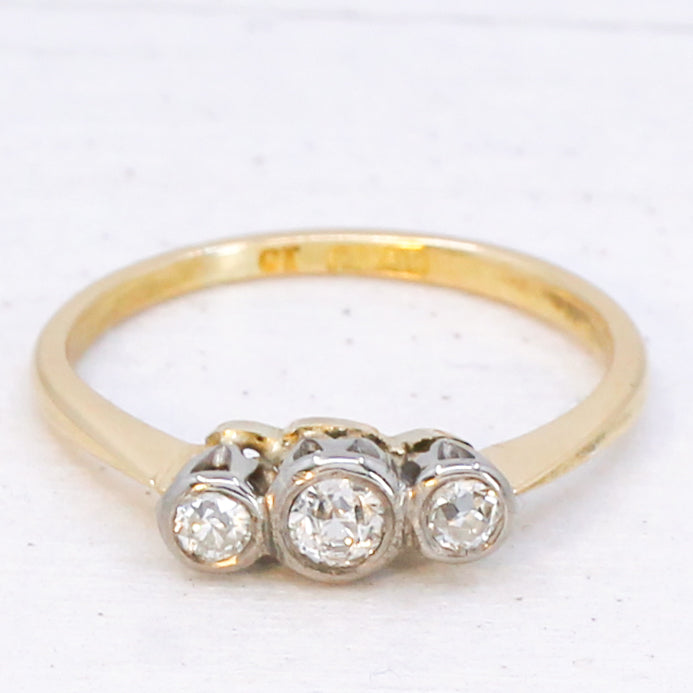 vintage diamond three stone ring