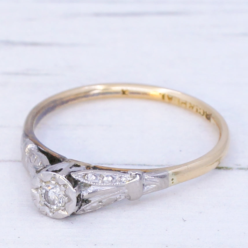 Mid Century 0.10 Carat Diamond Engagement Ring, circa 1950