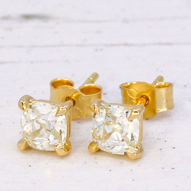 old mine cut diamond studs