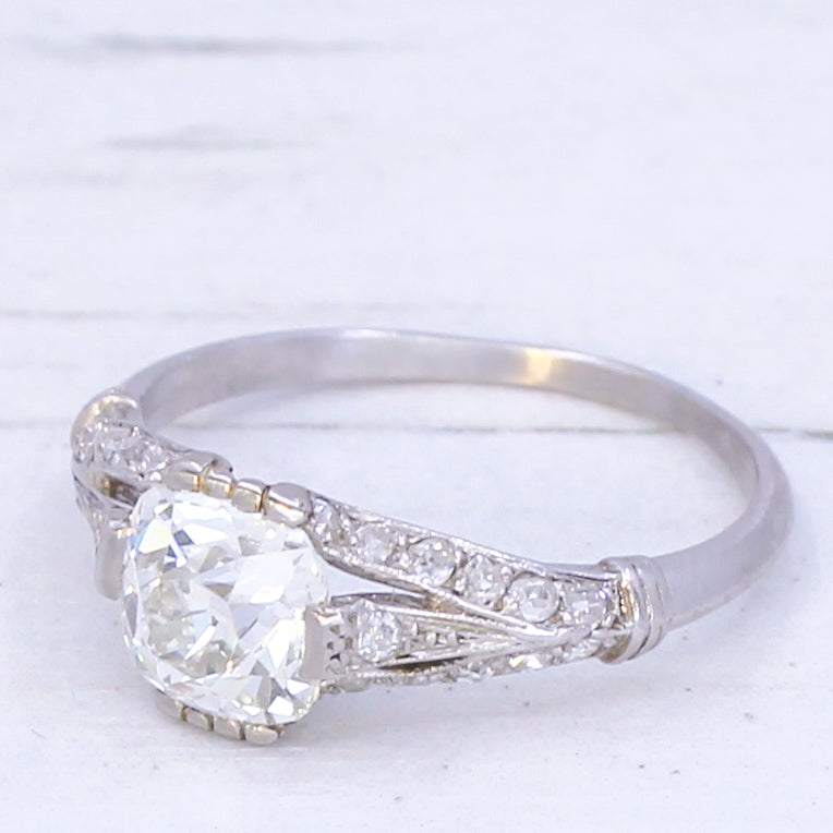 Edwardian 1.32 Carat Old Cut Diamond Engagement Ring, circa 1910