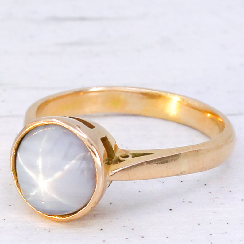 Vintage 4.25 Carat Unheated Ceylon Star Sapphire Ring, circa 1950