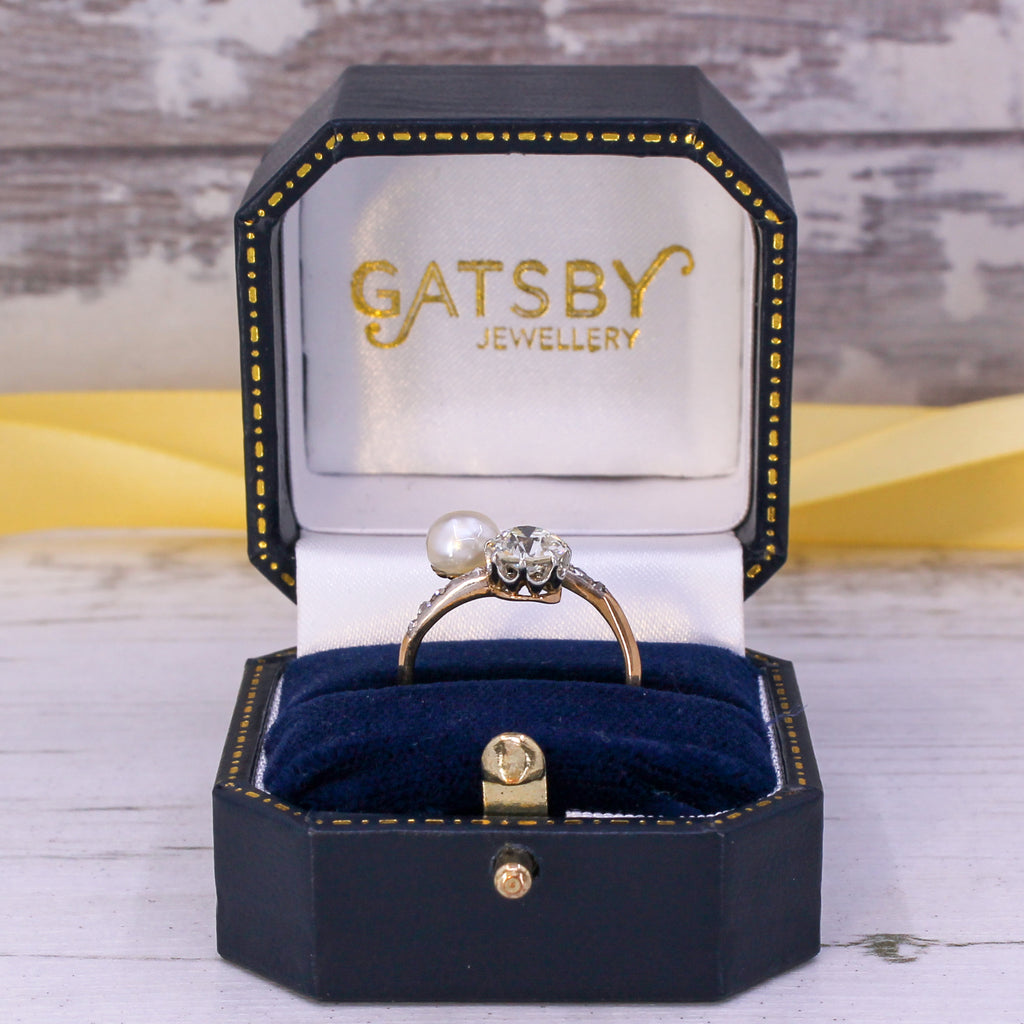 pearl and natural diamond ring