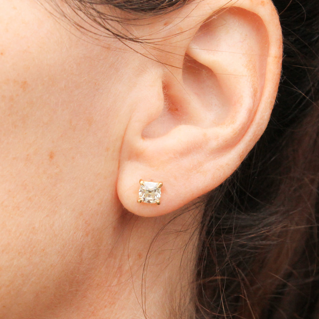 old mine cut diamond studs