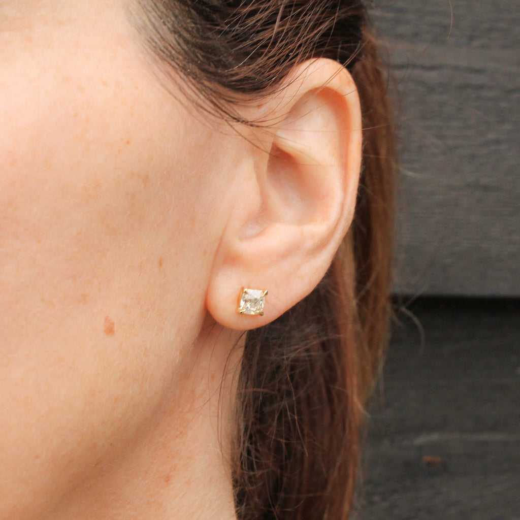 old mine cut diamond studs