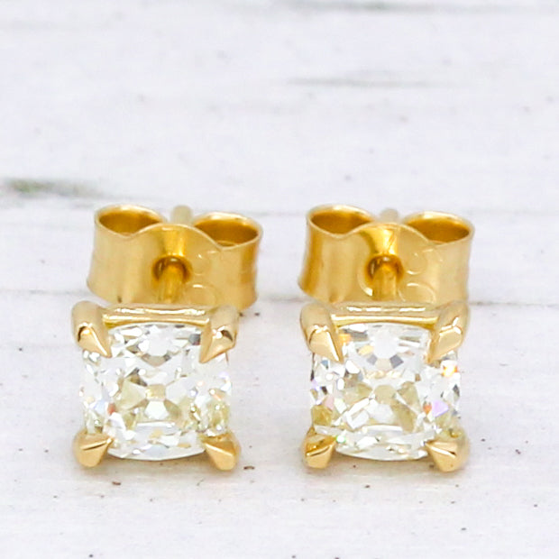 old mine cut diamond stud earrings