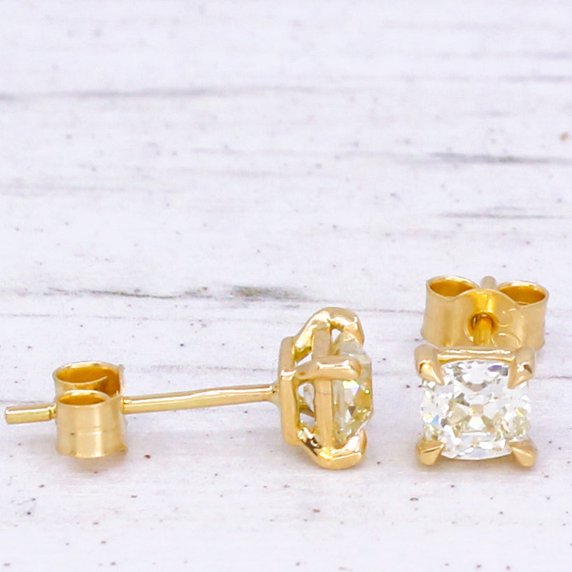 old mine cut diamond stud earrings