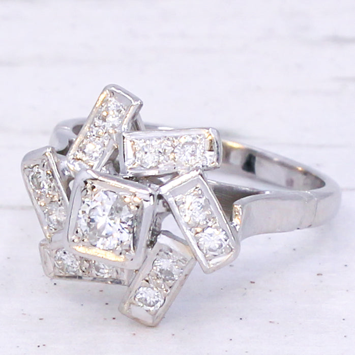 Vintage 0.38 Carat Diamond Cluster Ring, dated 1976