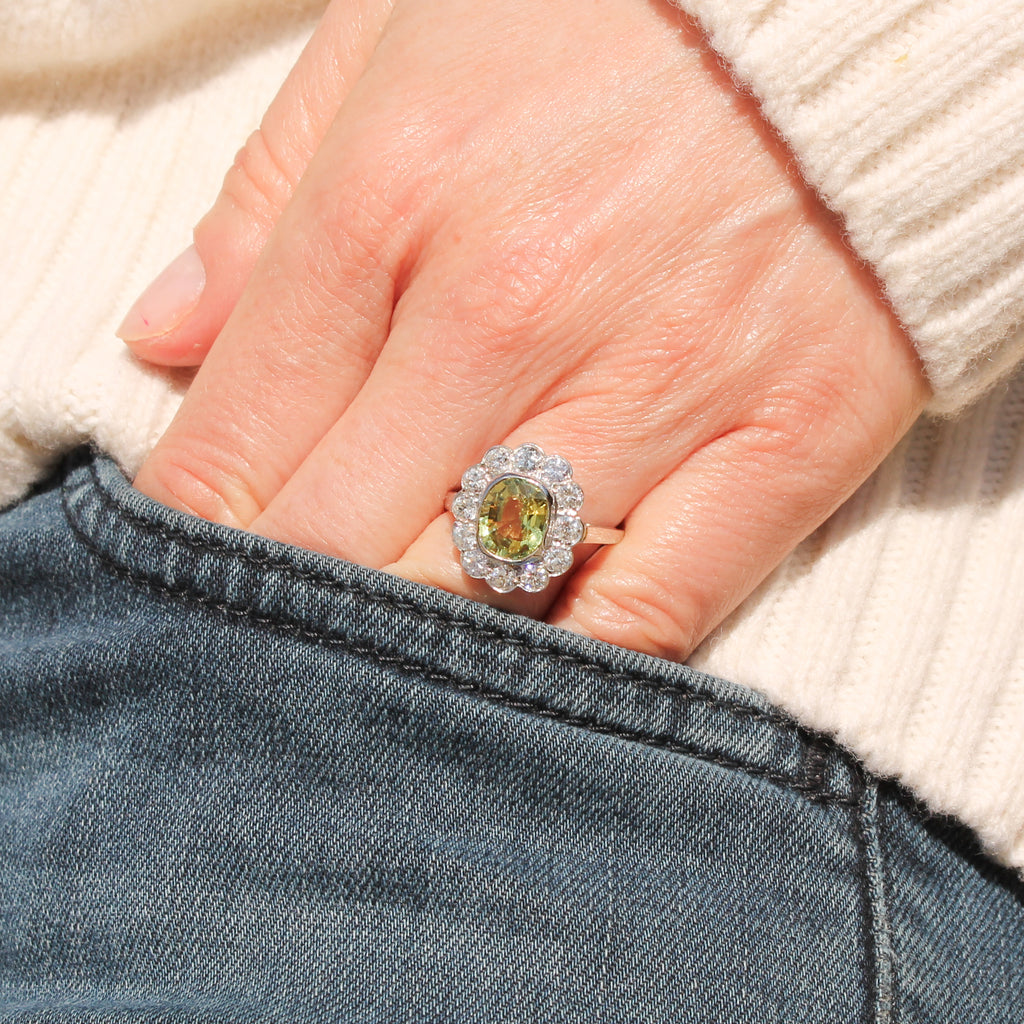 chrysoberyl and diamond ring