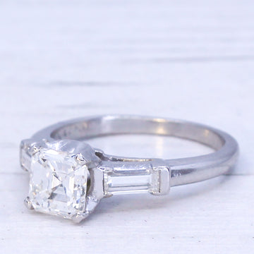 Art Deco 0.91 Carat Asscher Cut Diamond Engagement Ring, circa 1930