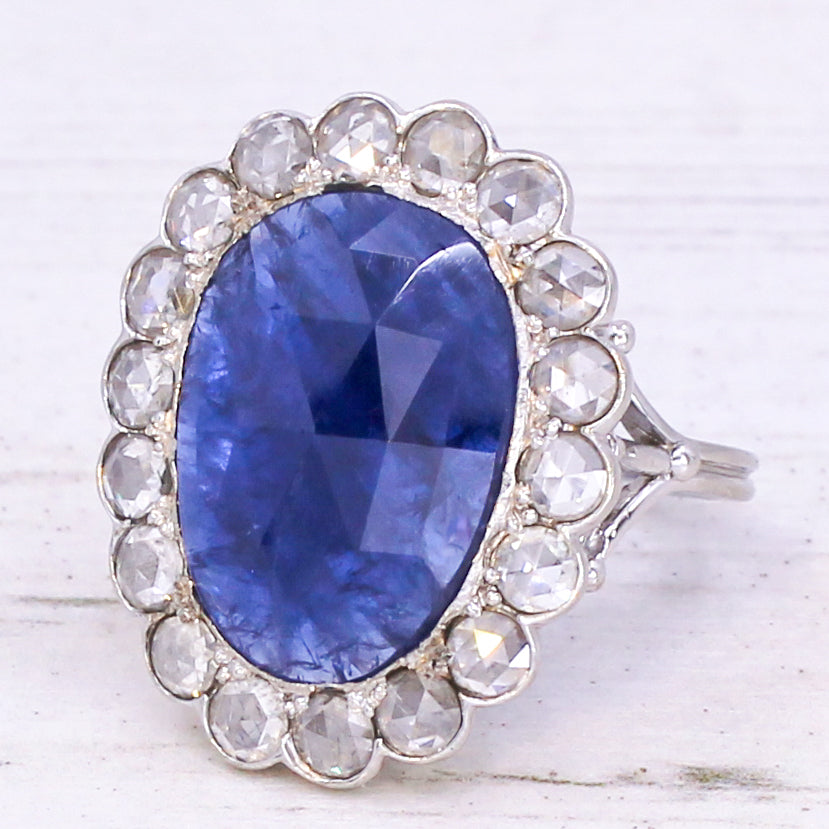 Vintage 8.92 Carat Unheated Burmese Sapphire & Diamond Ring, circa 1960