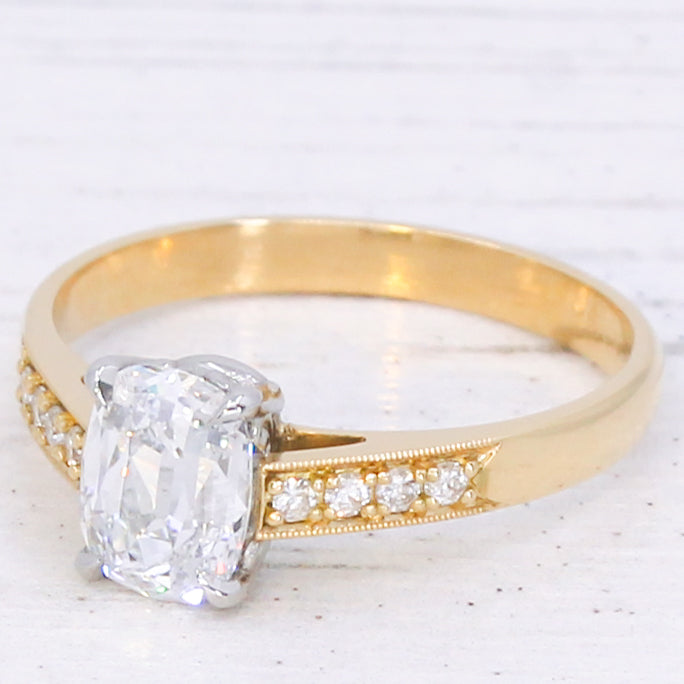 old mine cut diamond engagement ring