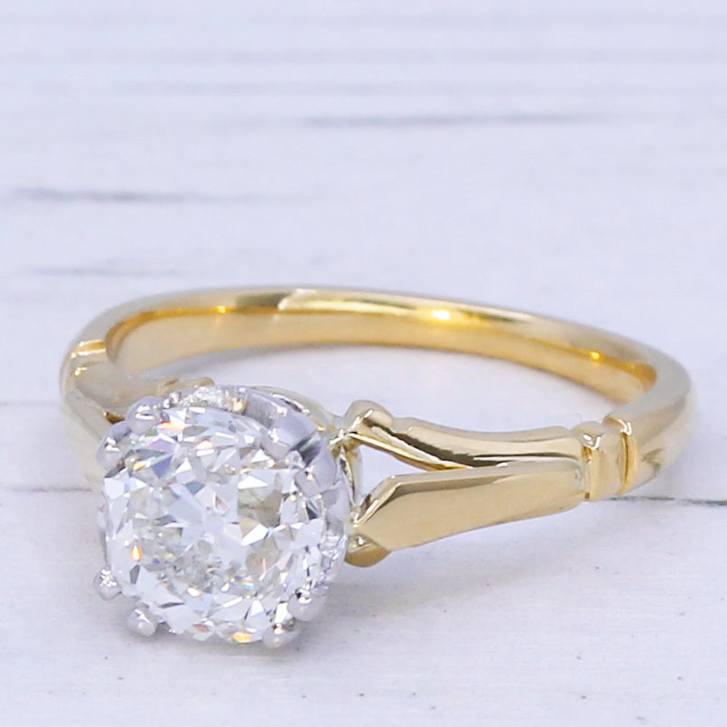 Mid Century 1.72 Carat Old Cut Diamond Engagement Ring, circa 1950