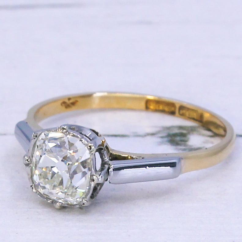 Edwardian 1.54 Carat Old Cut Diamond Engagement Ring, circa 1910