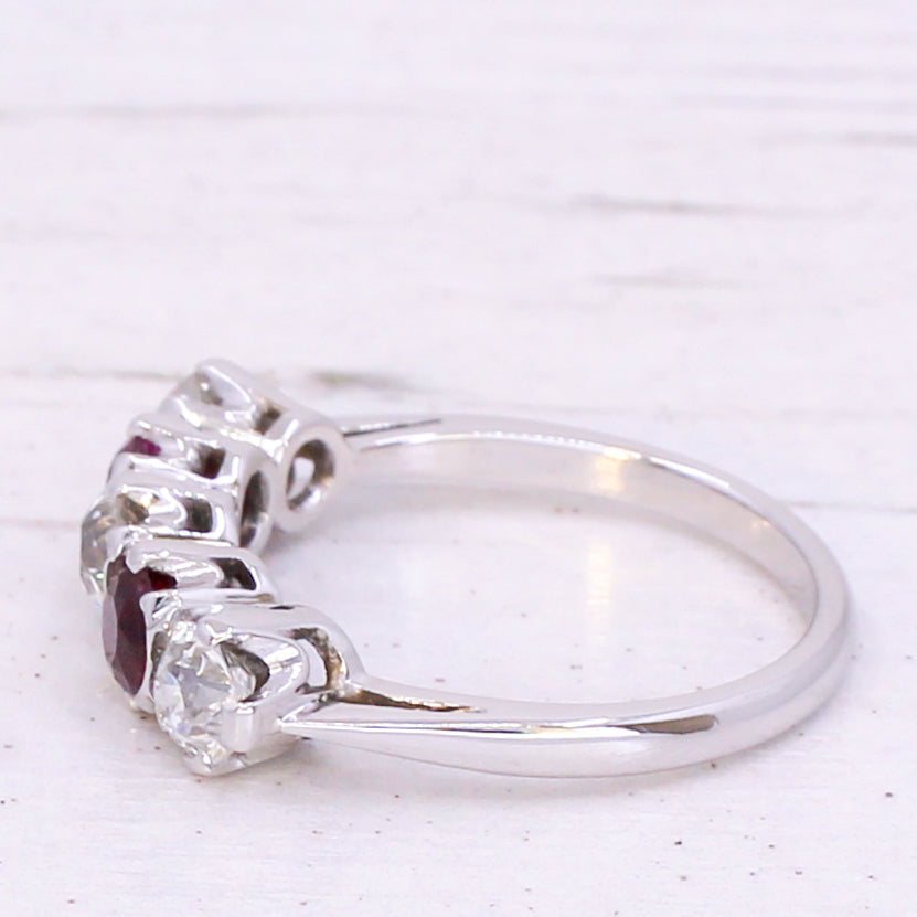 ruby and diamond 5 stone ring