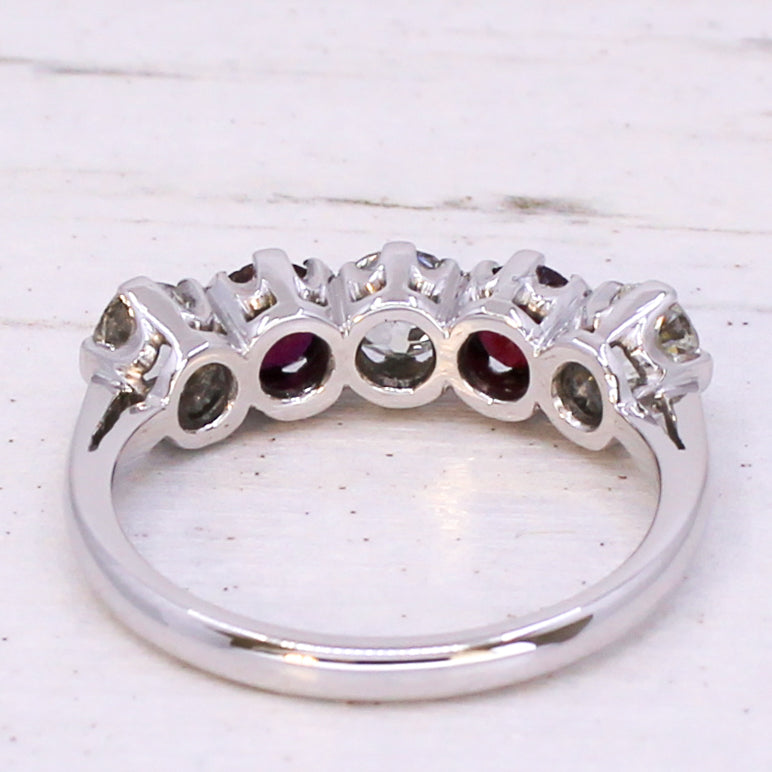 ruby and diamond 5 stone ring