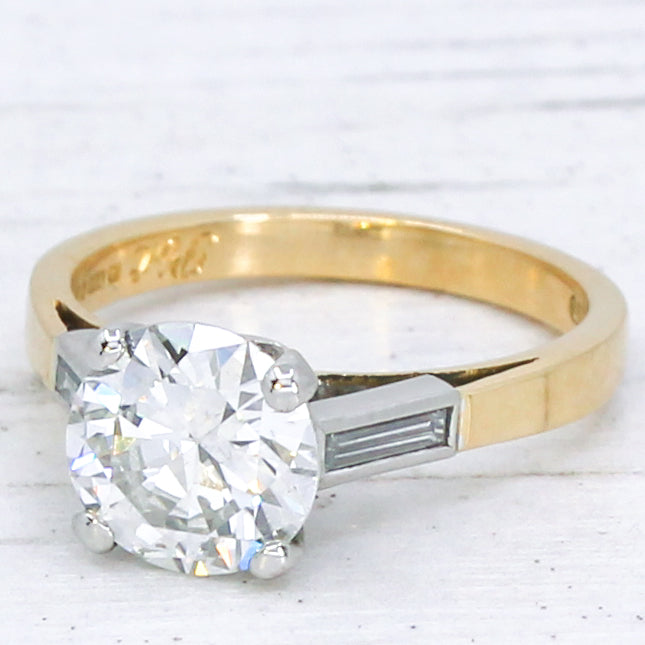 Vintage 1.94 Carat Round Brilliant Cut Diamond Engagement Ring, dated 1985