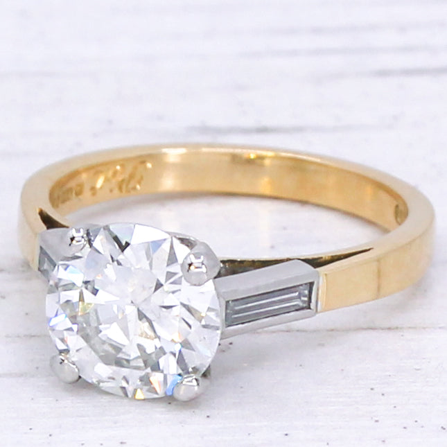 Vintage 1.94 Carat Round Brilliant Cut Diamond Engagement Ring, dated 1985