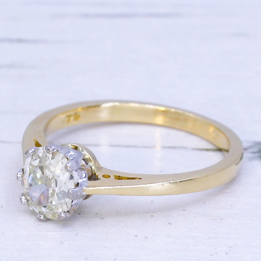 Late 20th Century Old Oval Cut Diamond Engagement Ring, circa 1980