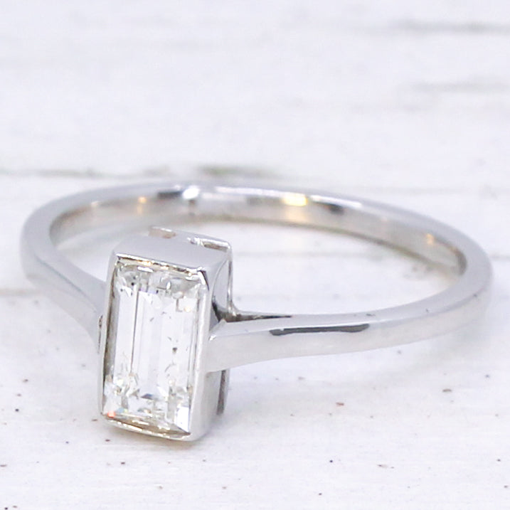 Vintage 0.50 Carat Baguette Cut Diamond Solitaire Ring, circa 1970