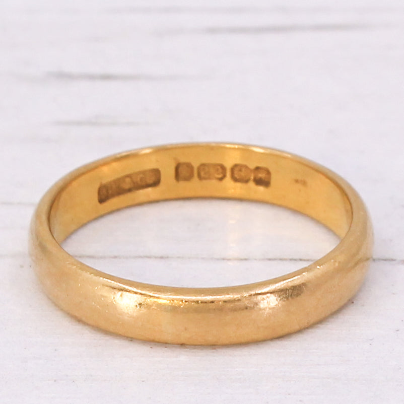 Vintage 22k Yellow Gold Wedding Band Ring, dated 1955, size M 1/2