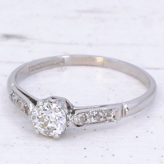 Vintage 0.36 Carat Old Cut Diamond Engagement Ring, circa 1935