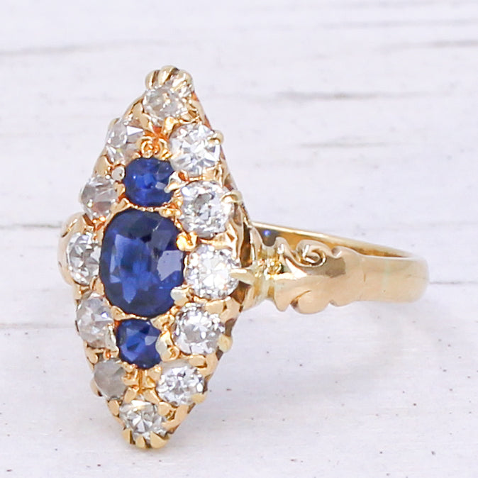 Victorian marquise cluster ring