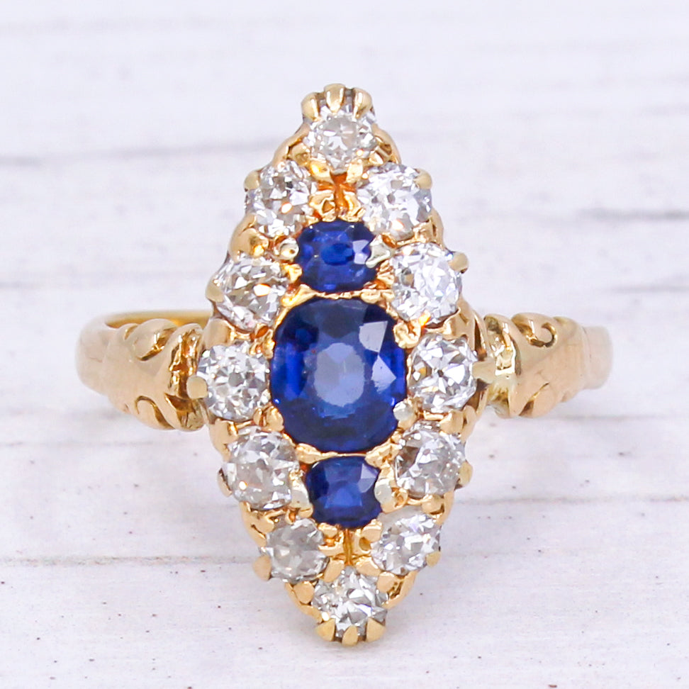 Victorian marquise cluster ring